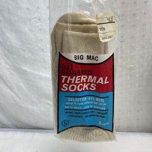 VINTAGE J C PENNEYS BIG MAC ALL SEASON‎ THERMAL SOCKS SIZE 11.5 COTTON WOOL NOS